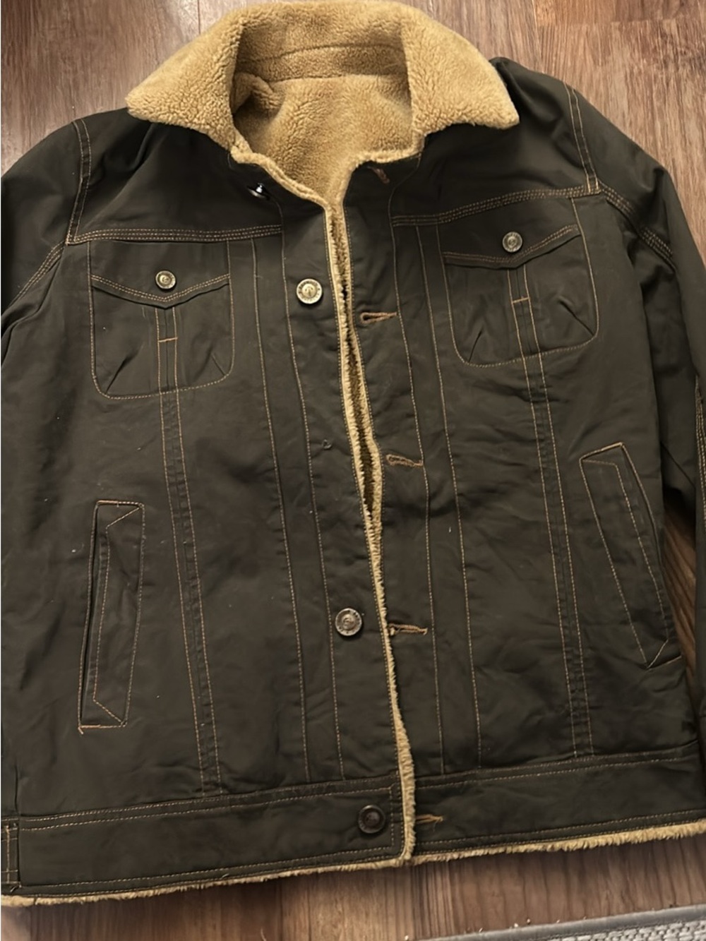 Men's Sherpa-Lined Dark Brown Work Jacket